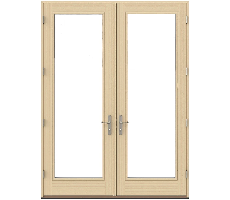 Evansville Pella Lifestyle Series Wood Double Hinged Patio Doors